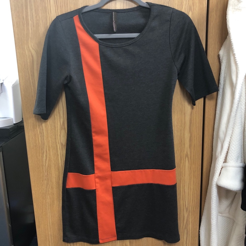 Gray with orange stripes dress!